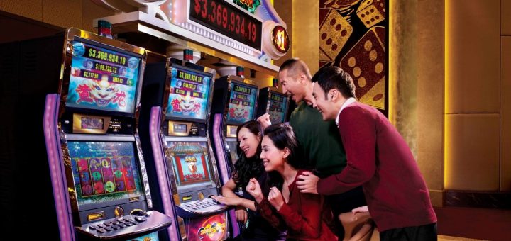 family playing slots